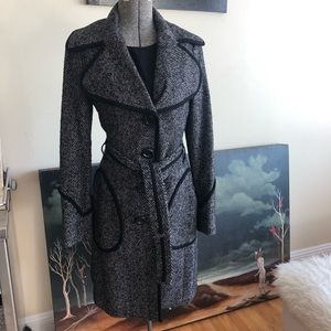 MNG suit by mango coat peacoat trench jacket car coat black gray small